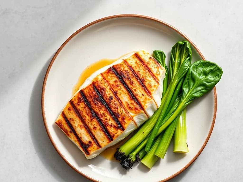 Grilled White Fish with Charred Ginger Bok Choy