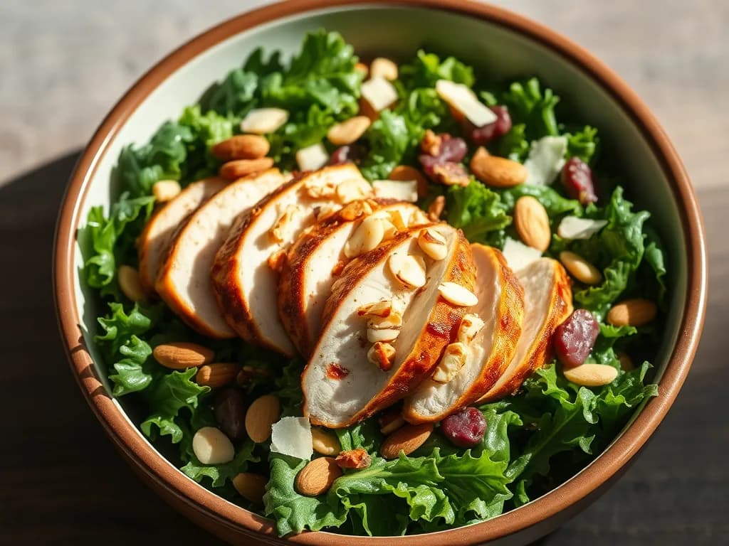 Fresh Lemon-Garlic Chicken Kale Salad
