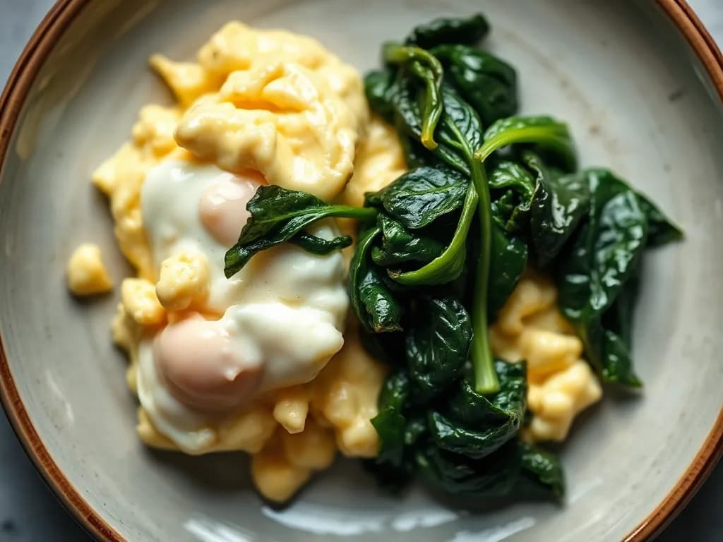 Silky Scrambled Eggs with Fresh Baby Spinach