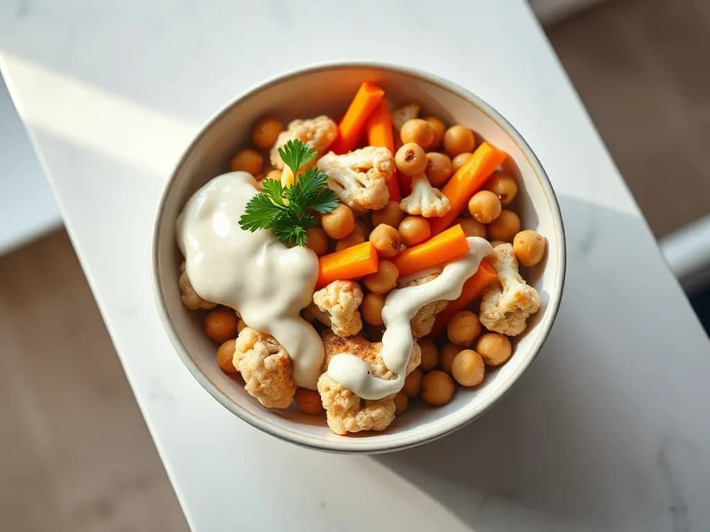 Roasted Harvest Vegetable Bowl with Lemon-Tahini Dressing
