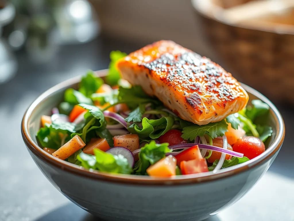 Zesty Pan-Seared Salmon Salad with Lemon-Herb Vinaigrette