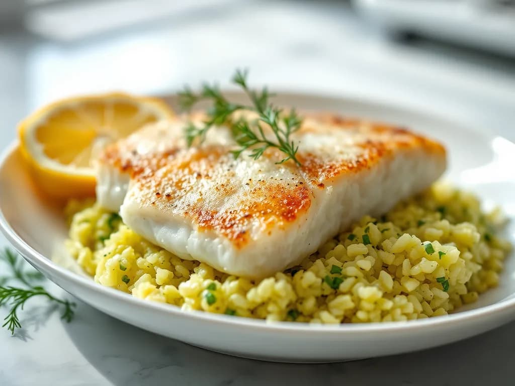 Baked Cod with Lemon Herb Rice