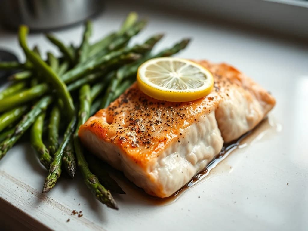 Roasted Wild Salmon with Garlic-Lemon Asparagus