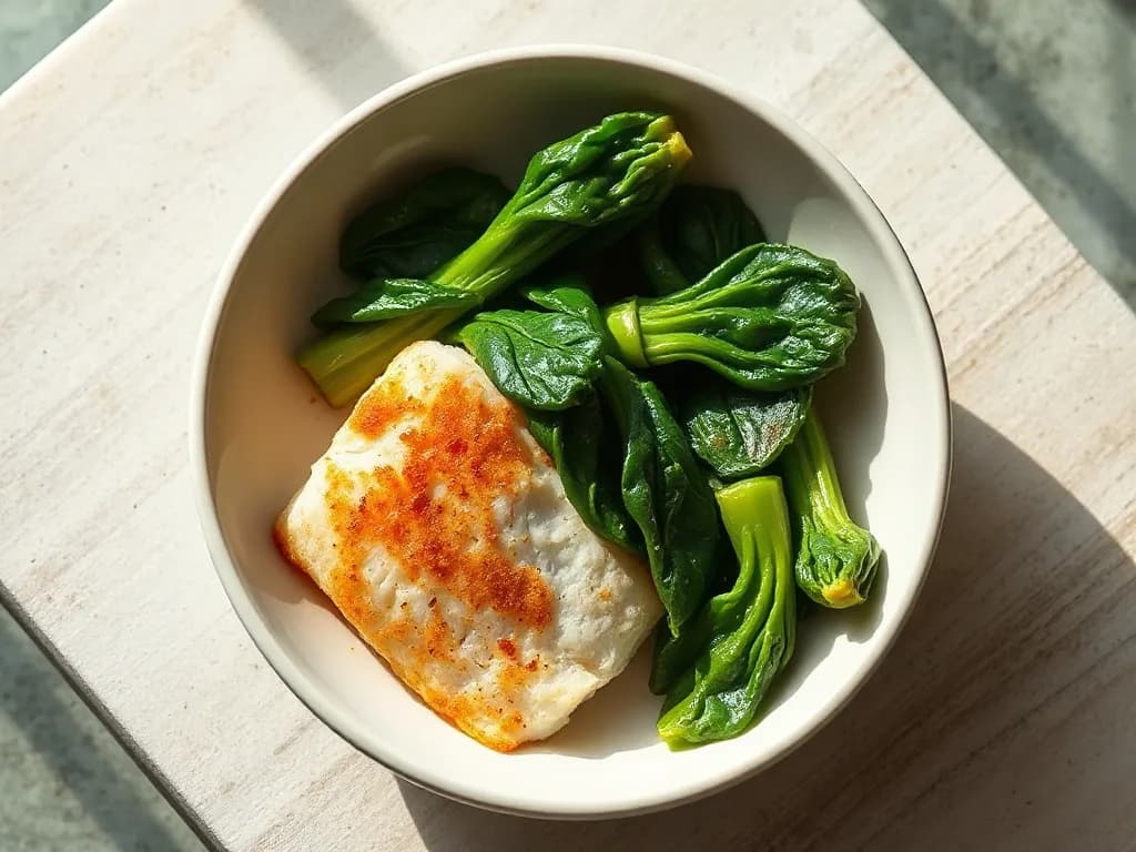 Pan-Seared Cod with Ginger-Garlic Bok Choy