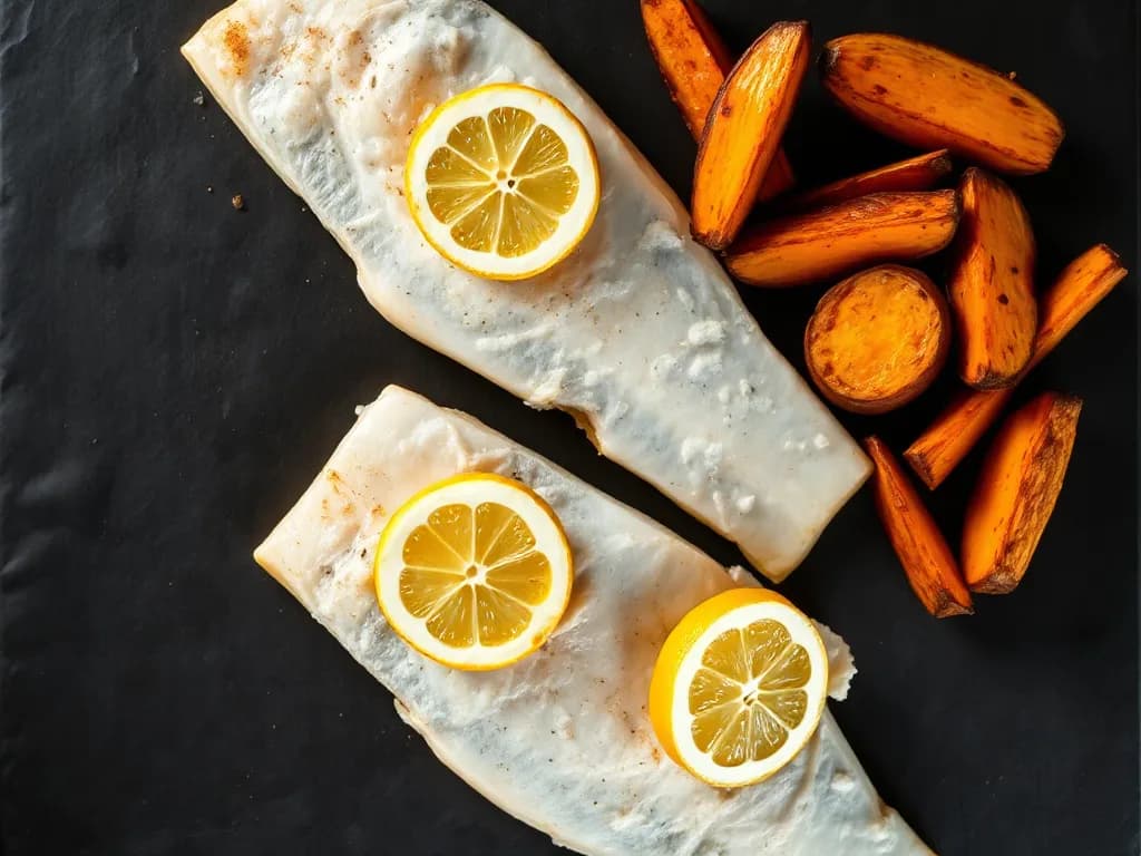 Baked White Fish with Roasted Sweet Potatoes