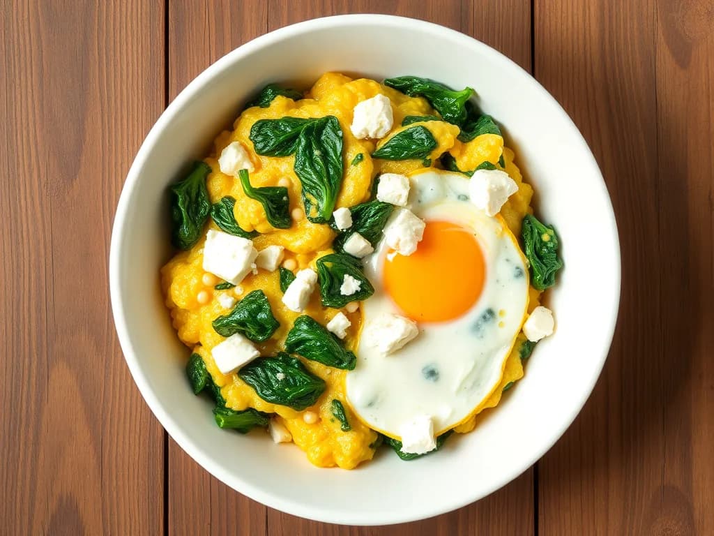 Fresh Spinach and Feta Egg Scramble