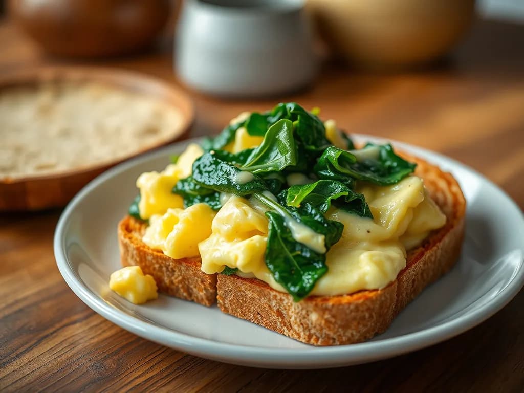 Creamy Spinach Scramble on Toasted Sourdough