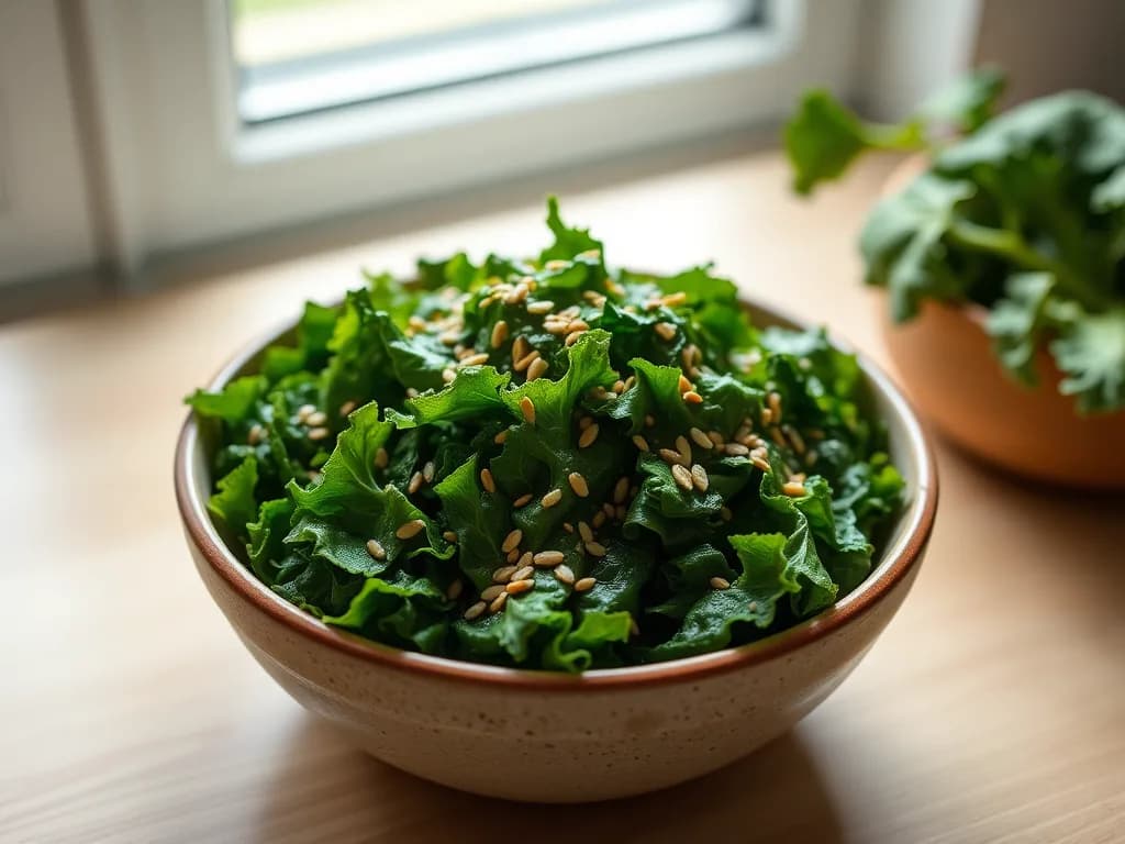 Steamed Kale with Toasted Sesame Seeds