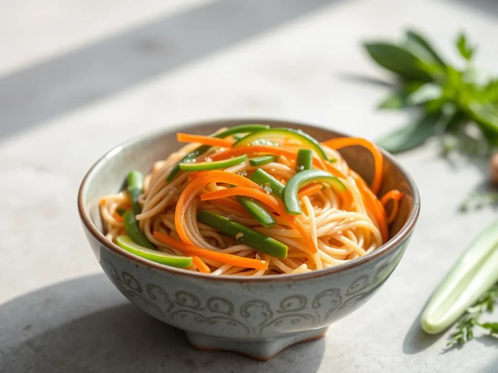 Chilled Soba Noodles with Crisp Julienned Vegetables