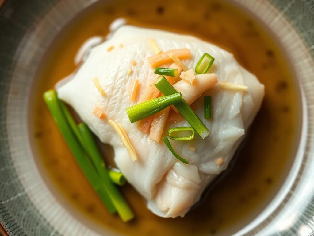 Steamed White Fish with Ginger and Scallions