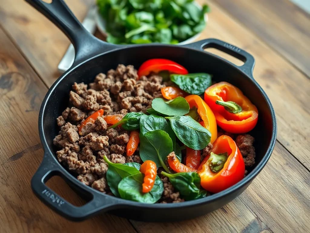 One-Pan Ground Bison Skillet with Garden Vegetables