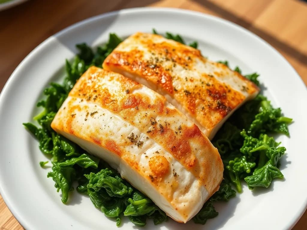 Pan-Seared Trout with Garlic-Sautéed Kale