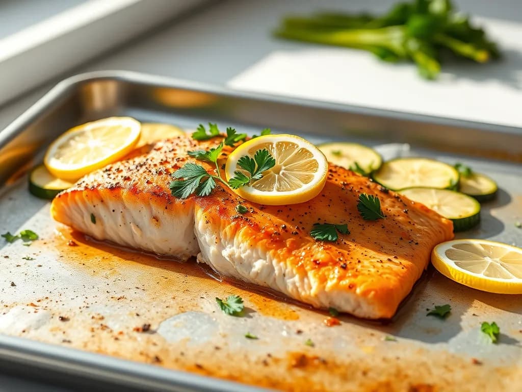 Lemon-Herb Baked Salmon with Roasted Zucchini