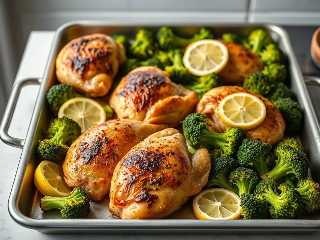 Simple Roasted Lemon Herb Chicken & Broccoli