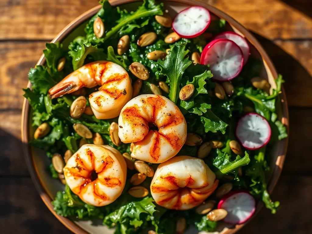 Zesty Grilled Shrimp & Massaged Kale Salad