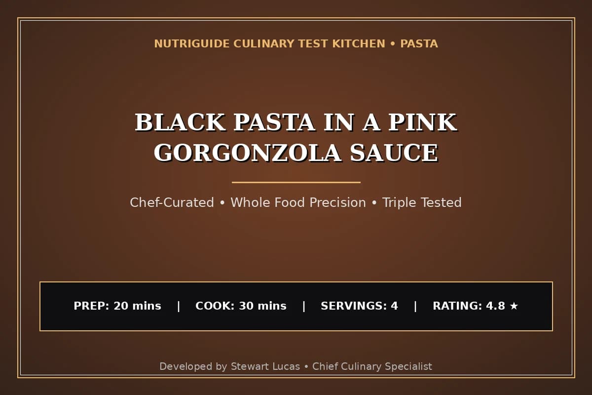 Black Pasta In A Pink Gorgonzola Sauce