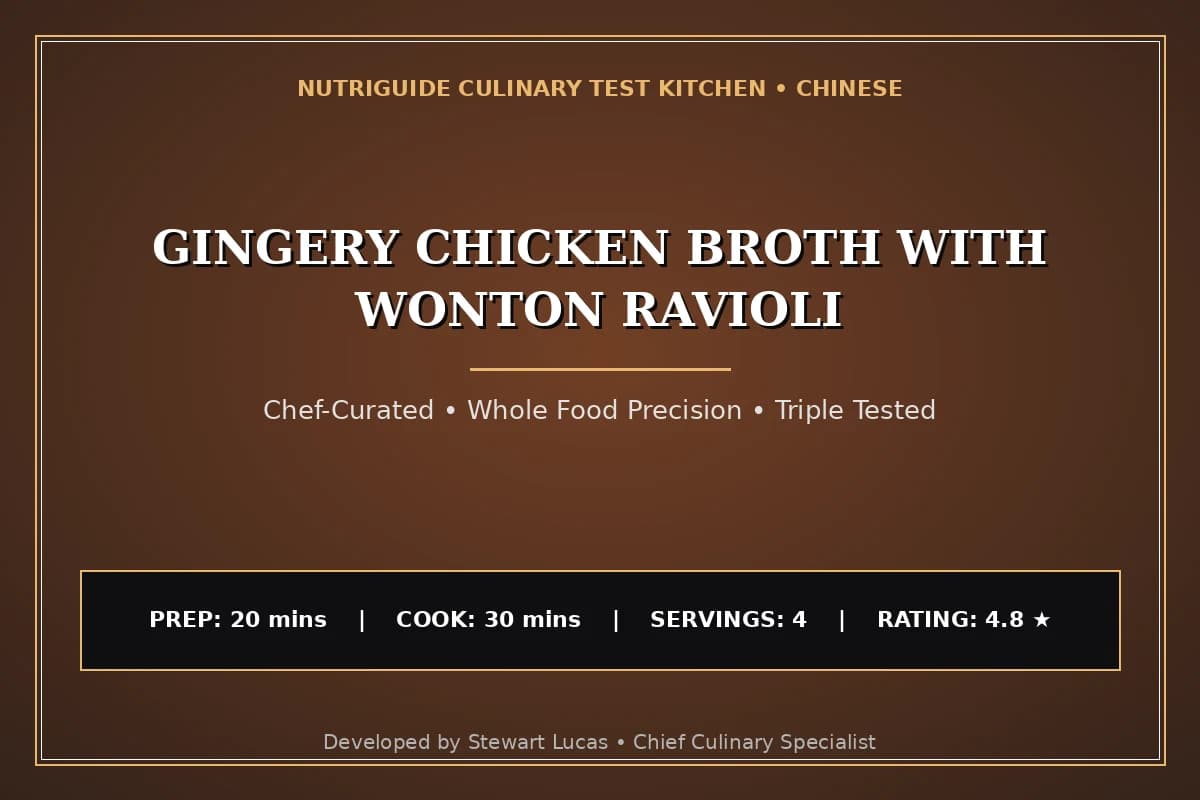 Gingery Chicken Broth With Wonton Ravioli