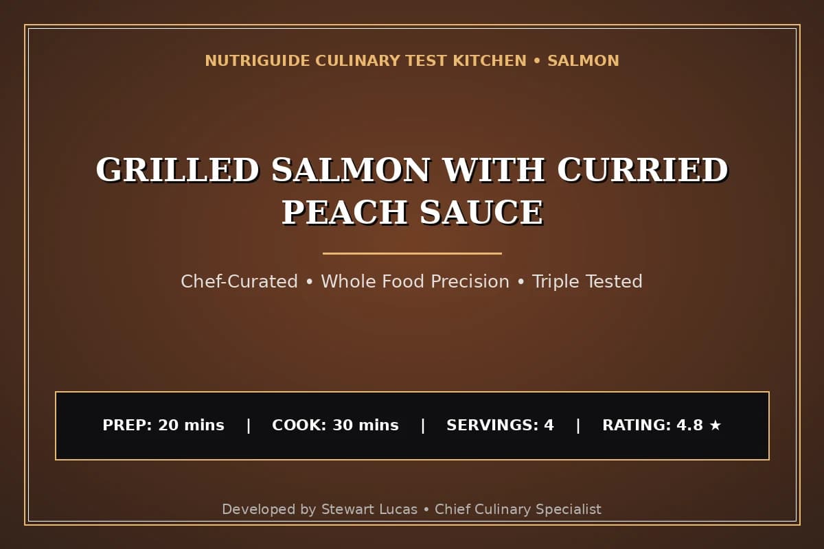 Grilled Salmon With Curried Peach Sauce
