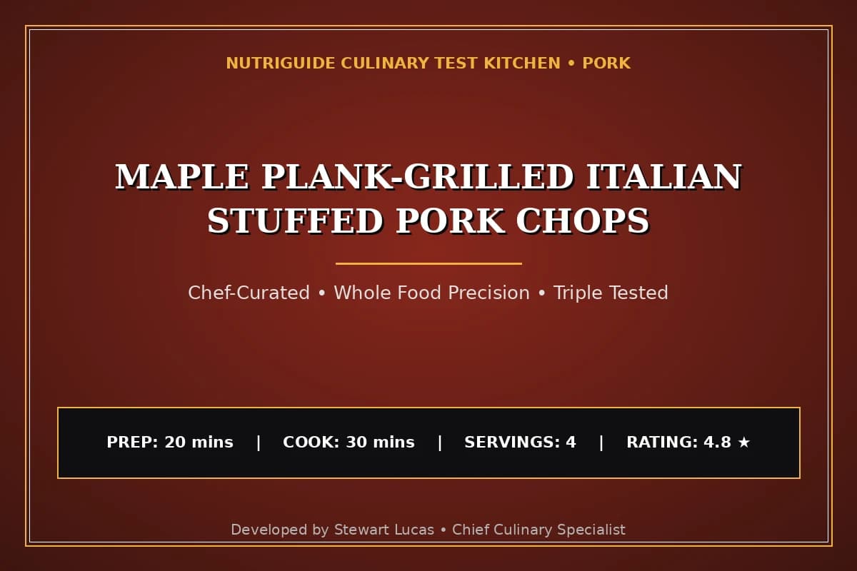 Maple Plank-Grilled Italian Stuffed Pork Chops