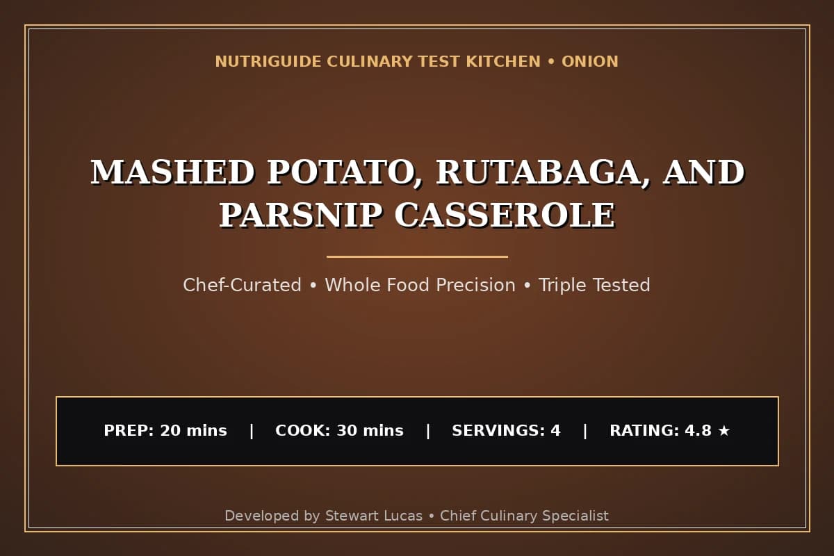Mashed Potato, Rutabaga, And Parsnip Casserole