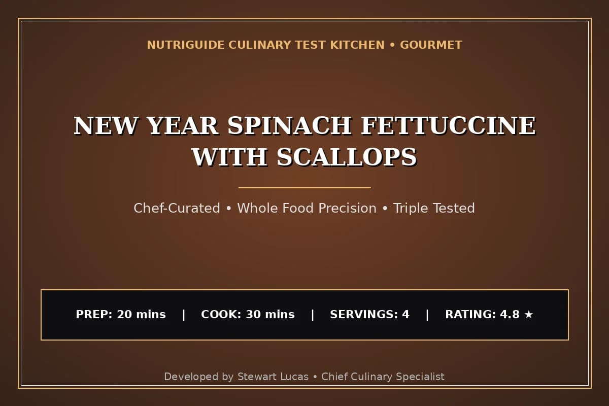 New Year Spinach Fettuccine With Scallops