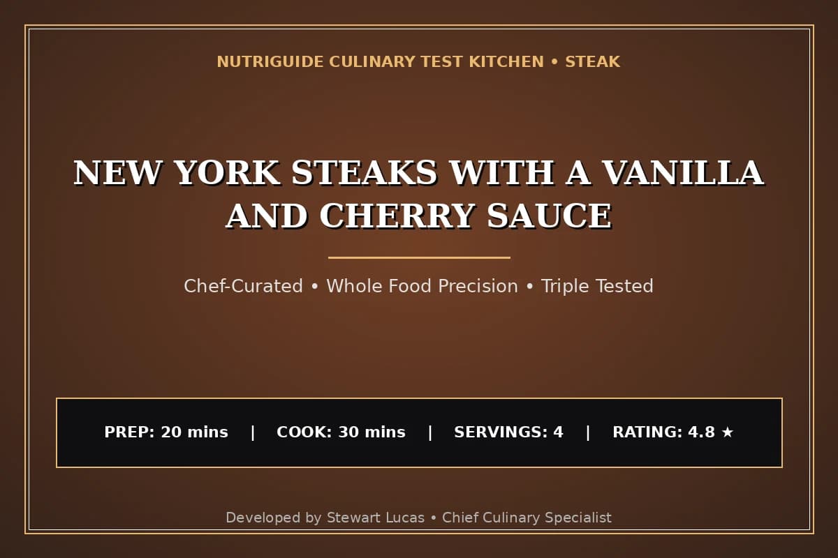 New York Steaks With A Vanilla And Cherry Sauce