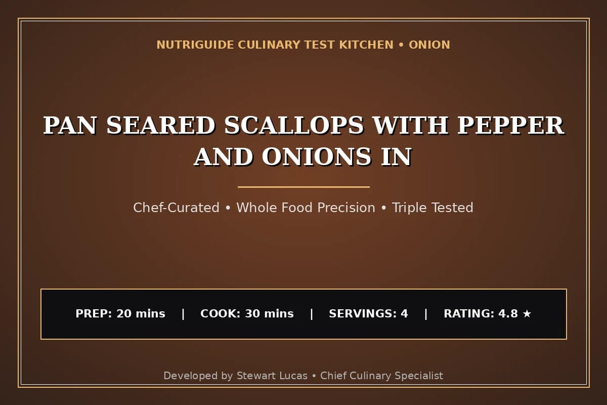 Pan Seared Scallops With Pepper And Onions In