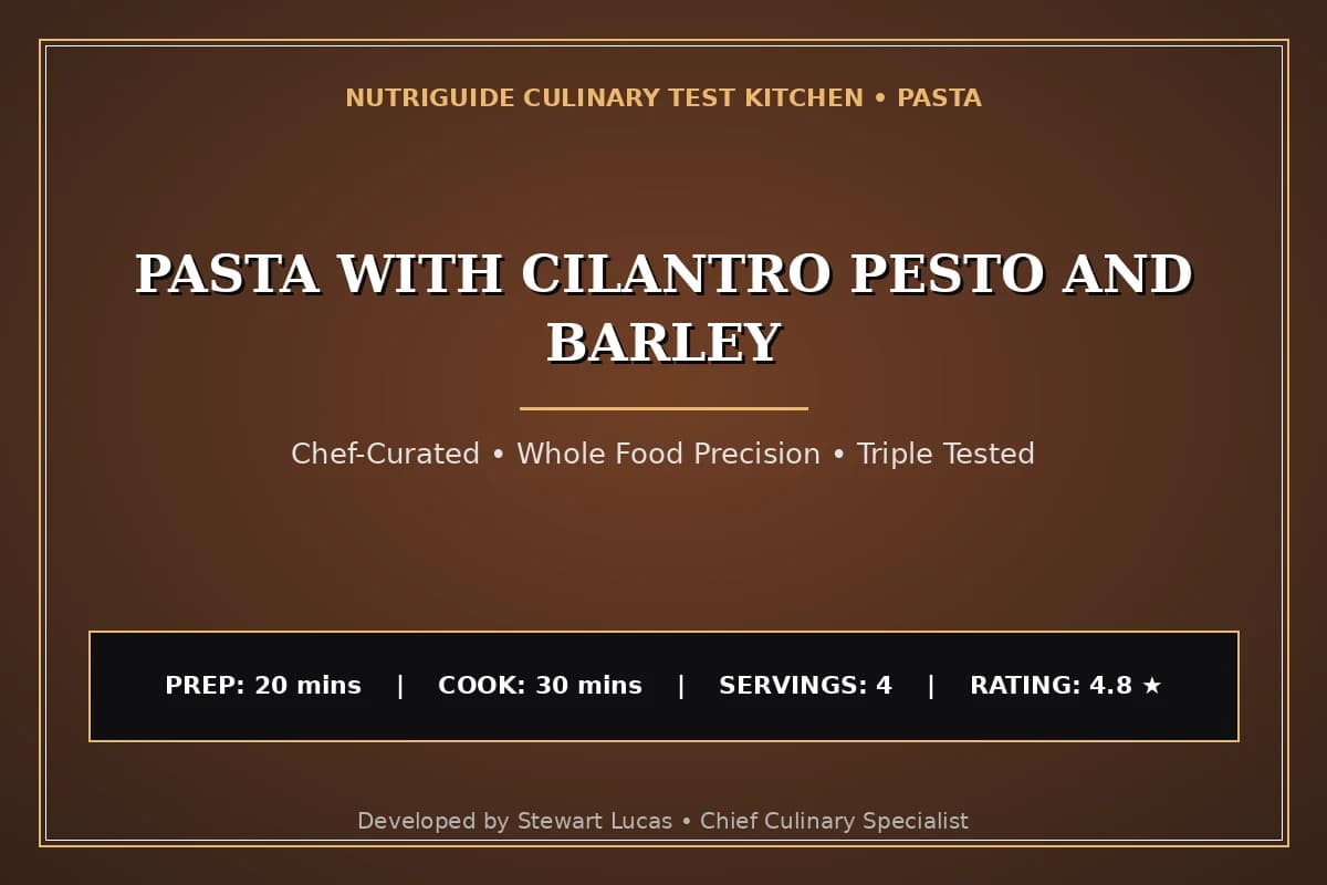 Pasta With Cilantro Pesto And Barley