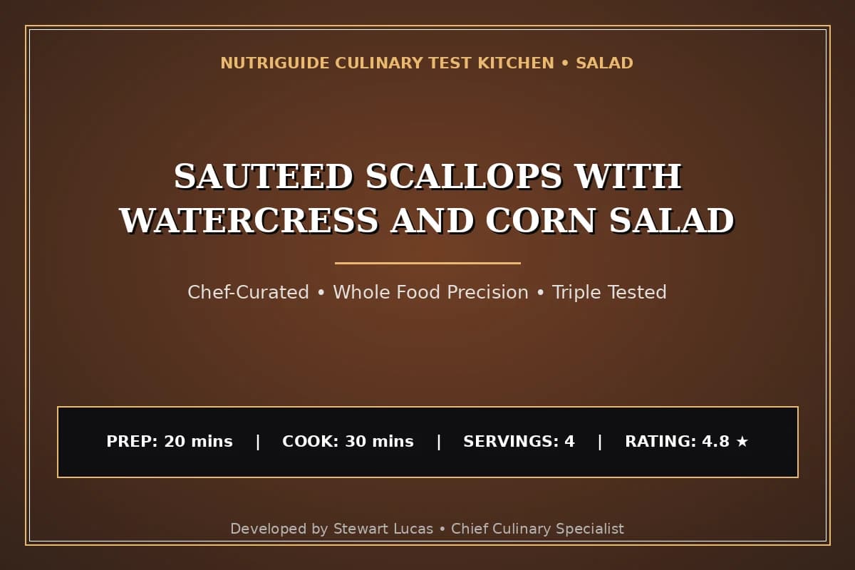Sauteed Scallops With Watercress And Corn Salad