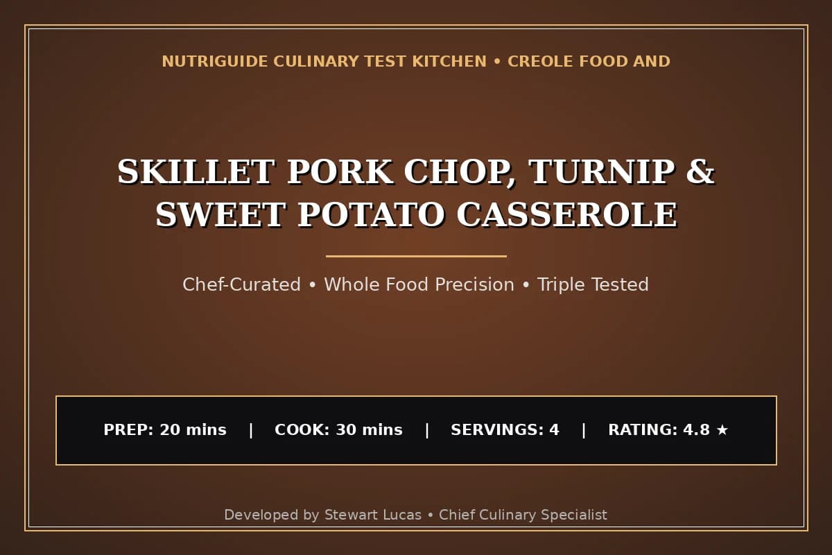 Skillet Pork Chop, Turnip & Sweet Potato Casserole