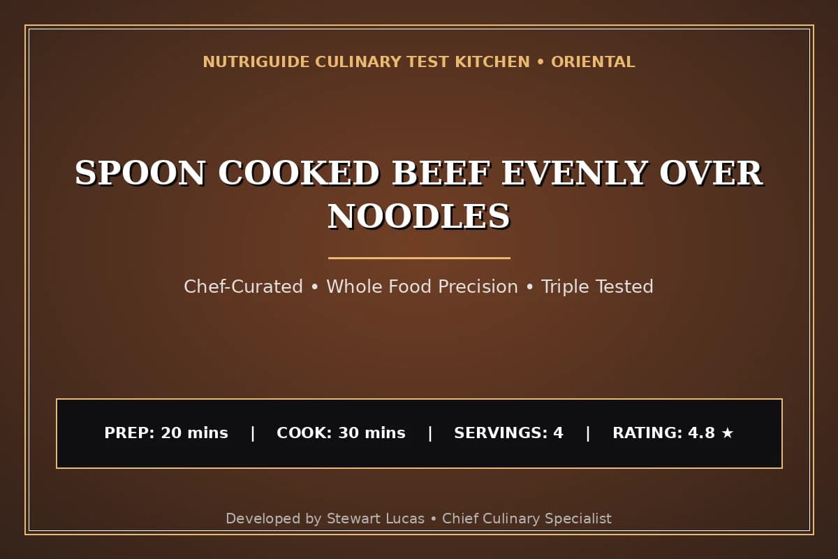 Spoon Cooked Beef Evenly Over Noodles