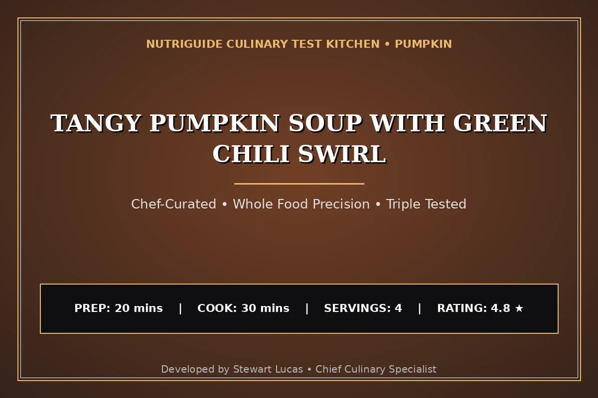 Tangy Pumpkin Soup With Green Chili Swirl