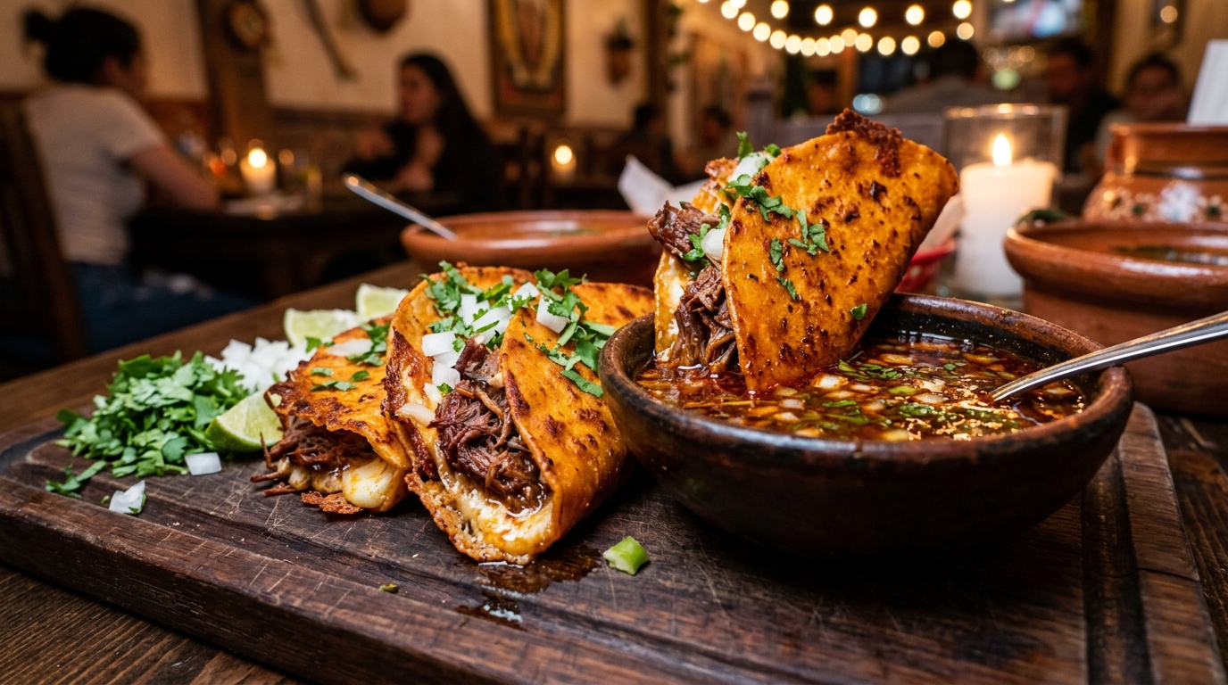 Authentic Mexican Birria Tacos (Quesabirria with Consomé)