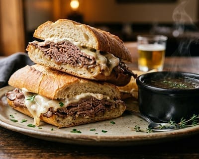 Classic Roast Beef French Dip with Rich Au Jus