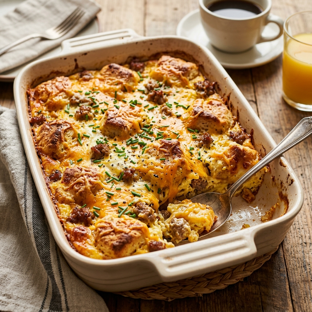 Sausage, Egg & Cheese Biscuit Bake (Flaky Southern Casserole Masterclass)