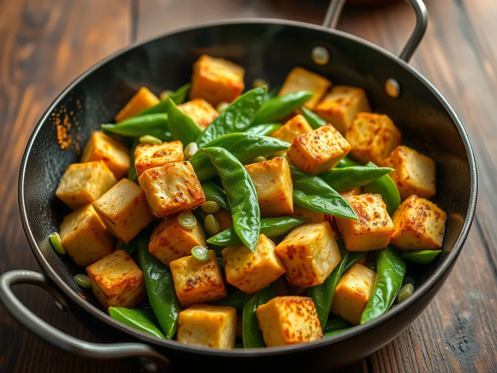 authentic Stir-Fried Tofu with Crisp Snap Peas