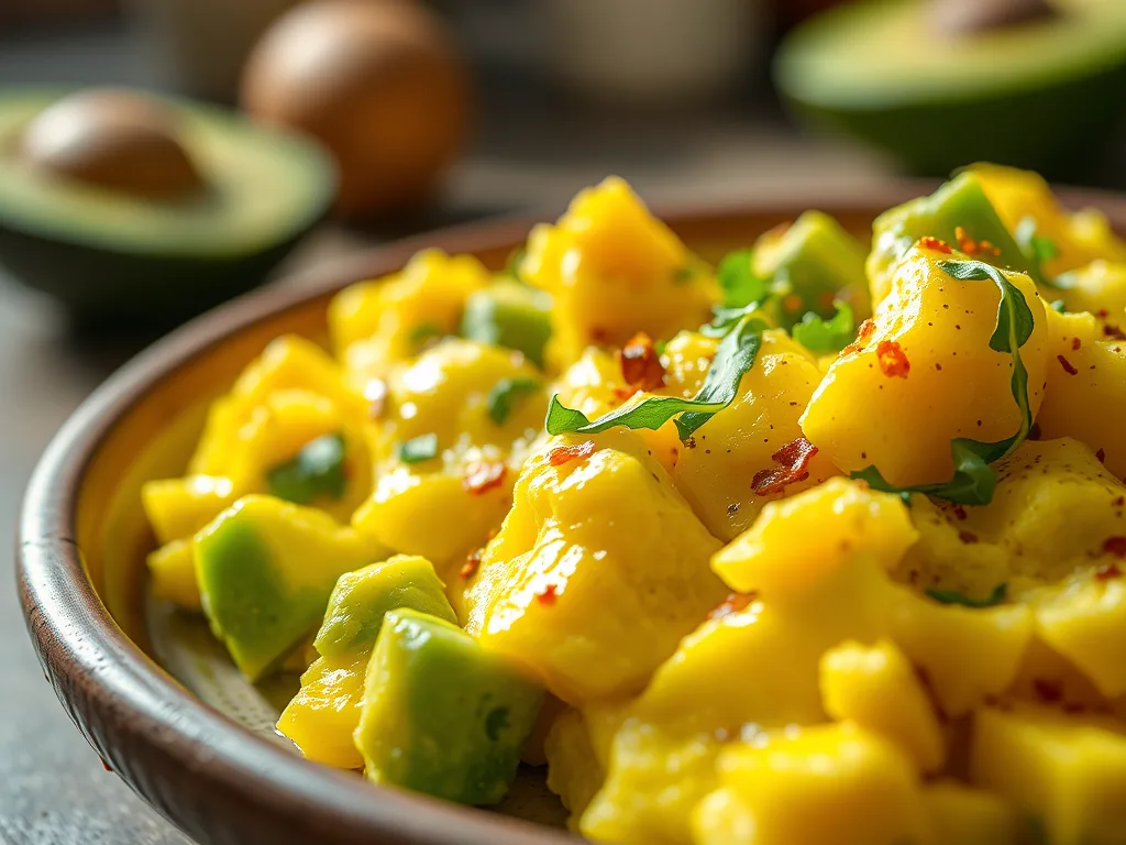 The Golden Velvet: Authentic Avocado Egg Scramble