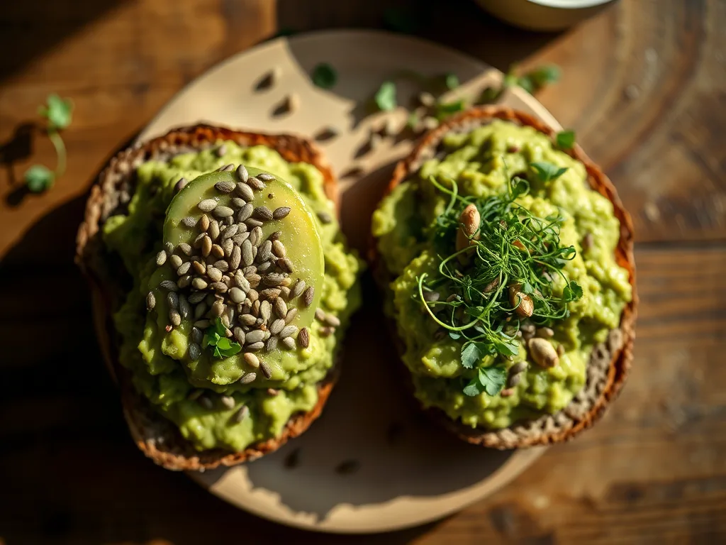 authentic Avocado Mash on Sprouted Rye Toast