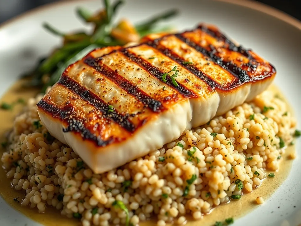 Sun-Kissed Grilled Halibut with Lemon-Herb Quinoa Pilaf