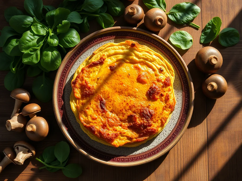 The Golden Fold: Artisan Spinach & Mushroom Omelet