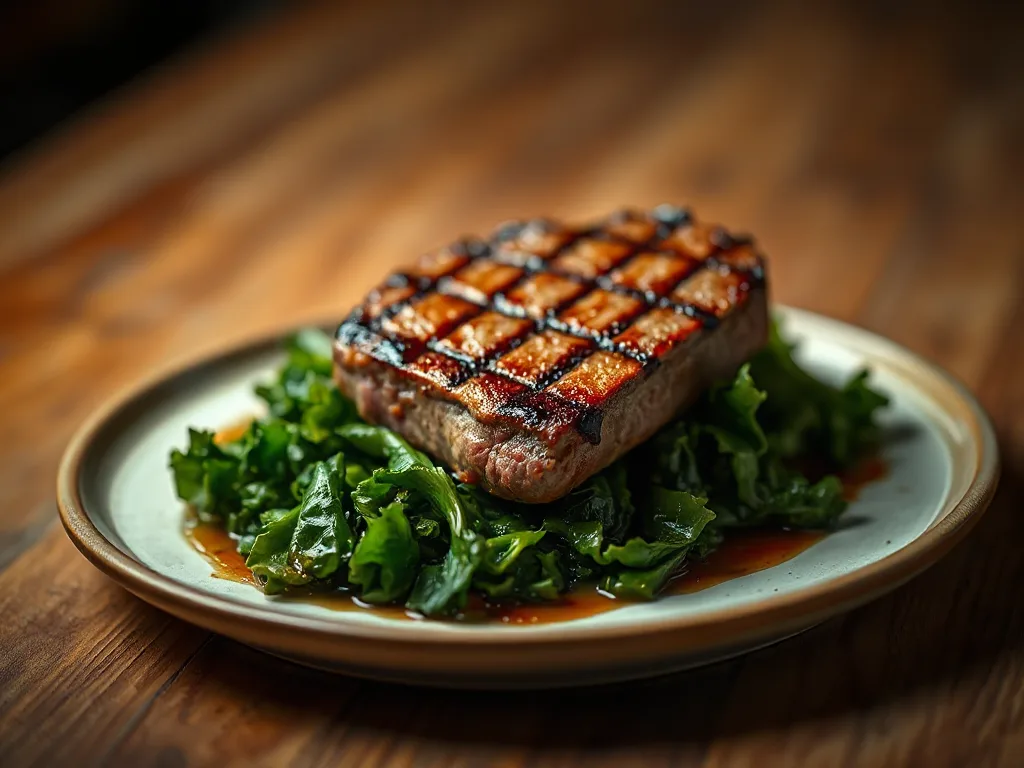 Pan-Seared Beef Tenderloin with Vibrant Steamed Kale