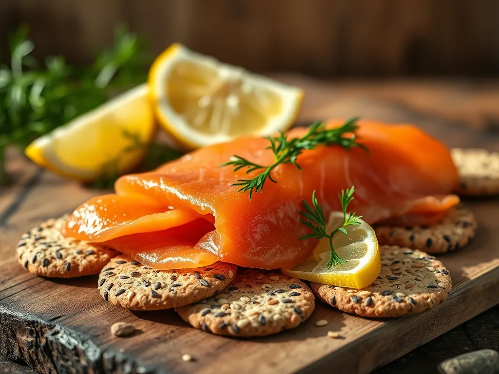 Smoked Salmon on authentic Seed Crackers