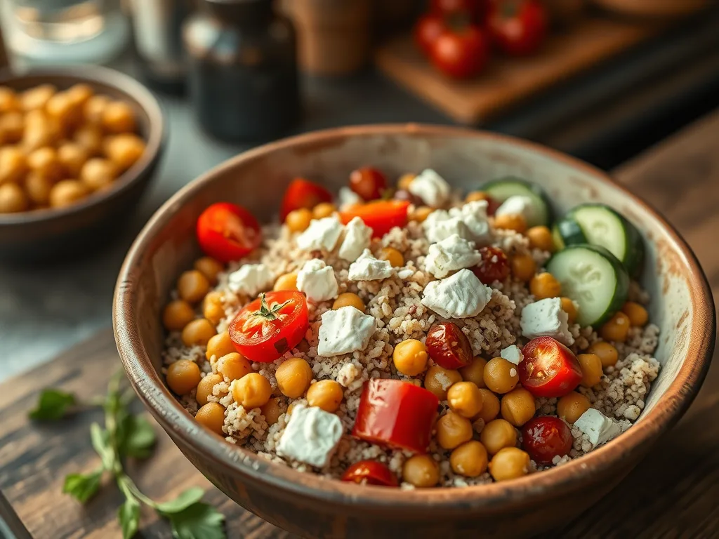 Sun-Drenched Mediterranean Quinoa Bowl with Crispy Chickpeas