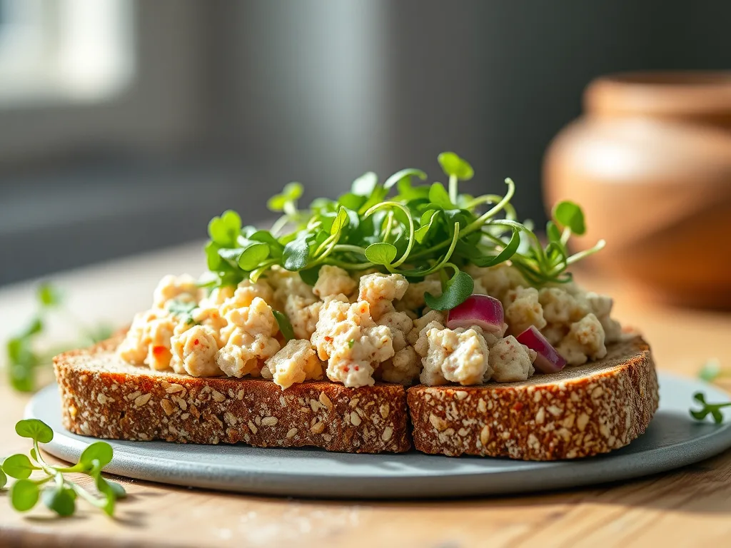 authentic Tuna Salad on Toasted Sprouted Grain