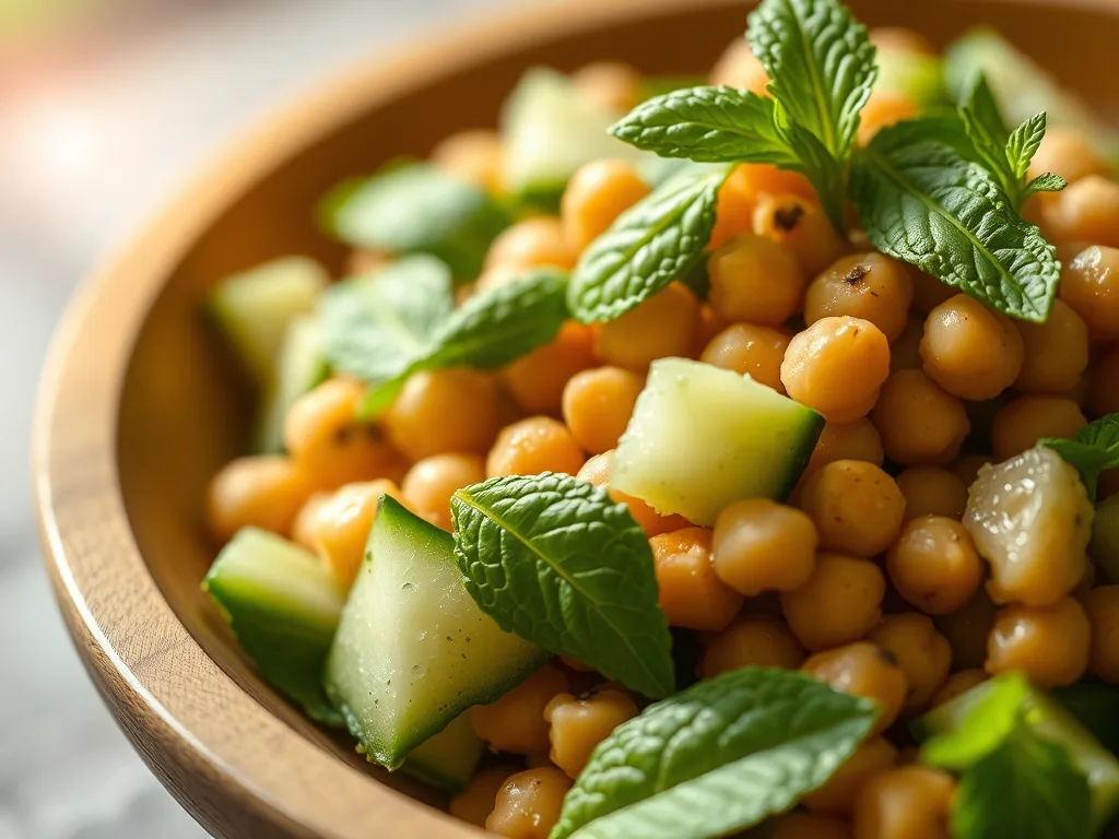 Mediterranean Chickpea Salad: A Crisp Symphony of Mint & Cucumber