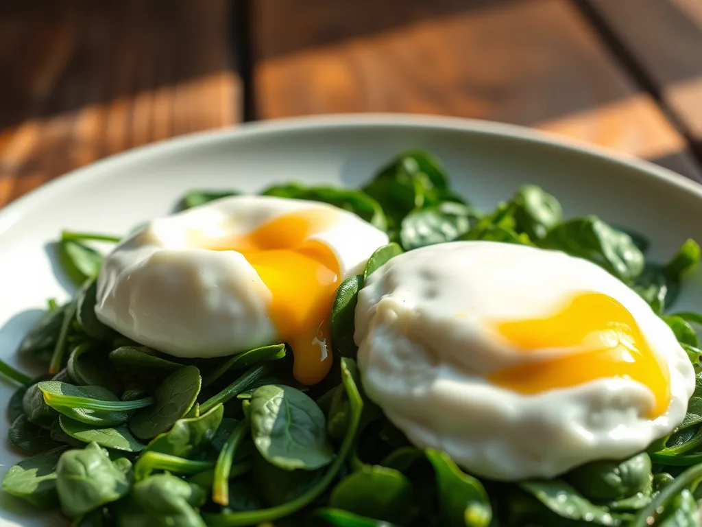 Poached Eggs on a Wilted Spinach Nest: An authentic Morning Ritual