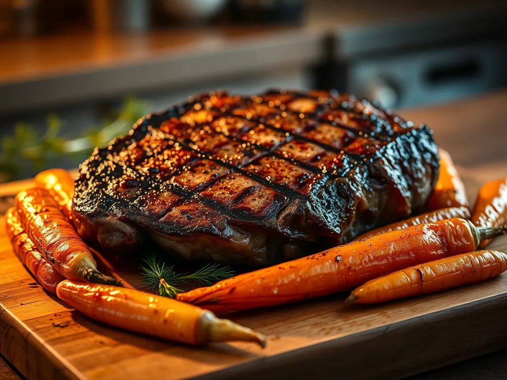 Flame-Kissed Ribeye with Honey-Glazed Heirloom Roots