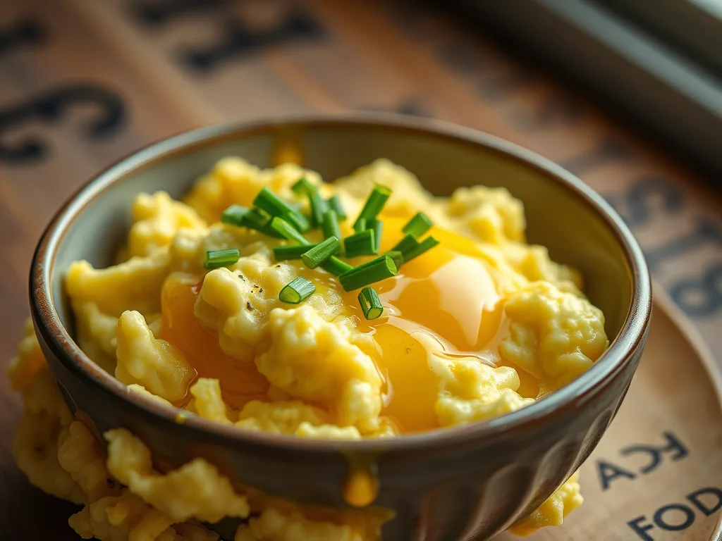 Silken Scrambled Eggs with Fresh Chives & Avocado Oil
