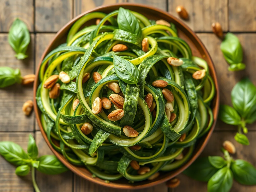 Sun-Drenched Zucchini Noodles with authentic Creamy Pesto