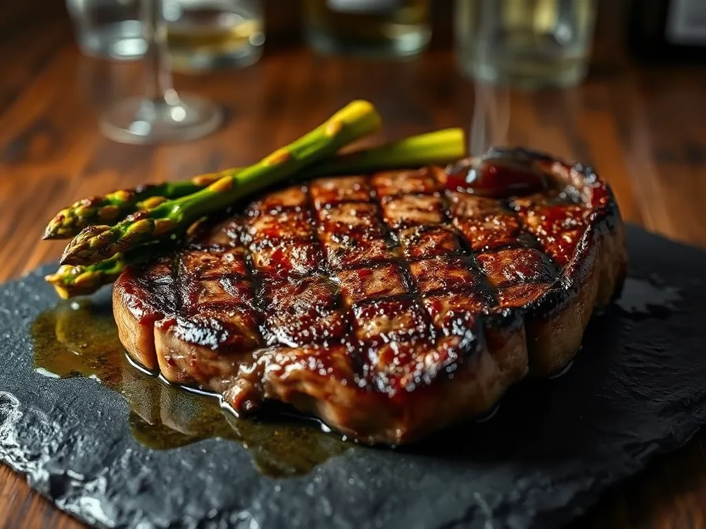 Flame-Kissed Grass-Fed Steak with Charred Asparagus